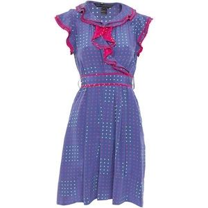 Purple pink polka dot silk Marc Jacobs dress